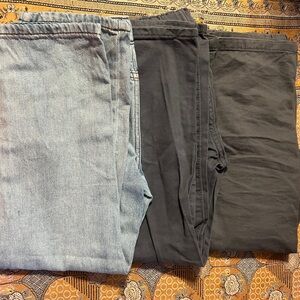 Set of three Casual Pants in Light Blue and Dark Gray